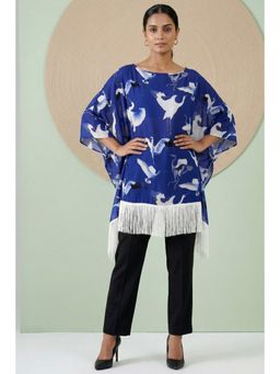 First Resort by Ramola Bachchan - Navy Blue Flamingo Short Tunic