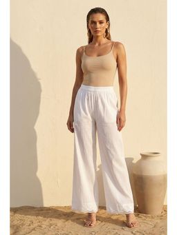 First Resort by Ramola Bachchan - White Wide Leg Pants