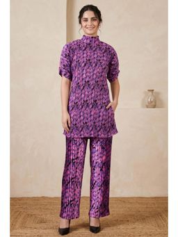 First Resort by Ramola Bachchan - Pink Camouflage Print Top And Knife Palazzo Set (Set of 2)