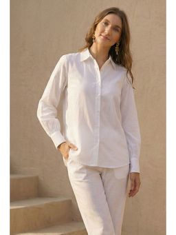 First Resort by Ramola Bachchan - White Cotton Shirt