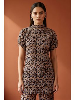 First Resort by Ramola Bachchan - Beige Animal Print Top