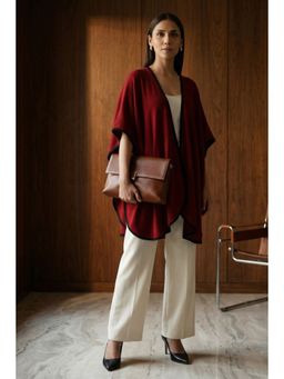 First Resort by Ramola Bachchan - Maroon Cashmere Jacket