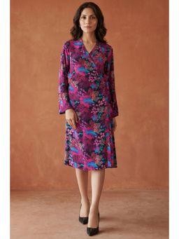 First Resort by Ramola Bachchan - Pink Deep Sea Print Wrap Around Dress