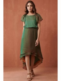 First Resort by Ramola Bachchan - Green & Bronze Asymmetrical Dress