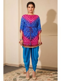 First Resort by Ramola Bachchan - Multi-Color Bandhani Tunic with Dhoti Pant (Set of 2)
