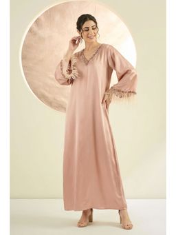 First Resort by Ramola Bachchan - Peach Crystal Embroidered Maxi Dress