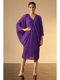 First Resort by Ramola Bachchan - Bright Purple Pleated Kaftan Dress with Slip (Set of 2)