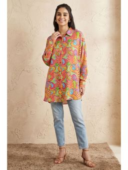 First Resort by Ramola Bachchan - Bubblegum Multi-Color Pucci Print Boyfriend Shirt