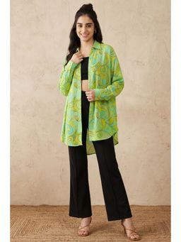 First Resort by Ramola Bachchan - Neon Green and Yellow Pucci Print Boyfriend Shirt
