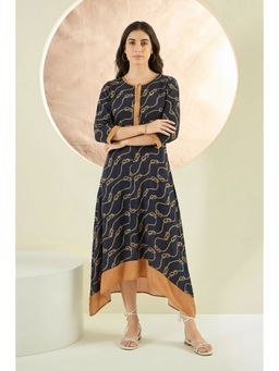 First Resort by Ramola Bachchan - Nautical Print Midi Dress