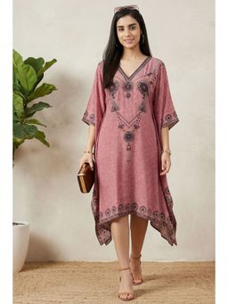 First Resort by Ramola Bachchan - Rouge Pink Pearl Kaftan Dress