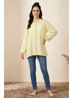 First Resort by Ramola Bachchan - Yellow Blouson Top