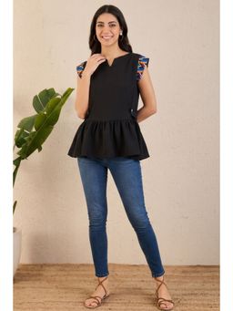 First Resort by Ramola Bachchan - Black Peplum Top