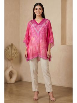 First Resort by Ramola Bachchan - Pink Floral Kaftan