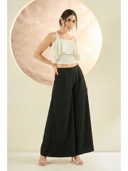 First Resort by Ramola Bachchan - Women's Black Cotton Solid Relaxed Fit Pant