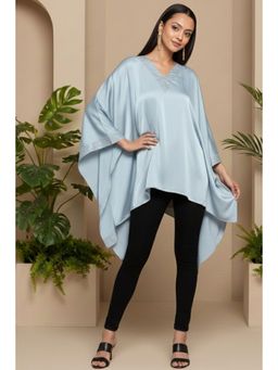 First Resort by Ramola Bachchan - Womens Aqua Polyester Solid Kaftan