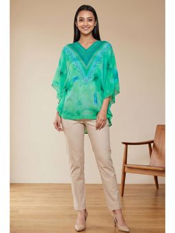 First Resort by Ramola Bachchan - Womens Turquoise Viscose Floral Tunic