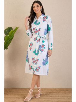 First Resort by Ramola Bachchan - Multi-Color Embellished Floral Shirt Knee Length Dress