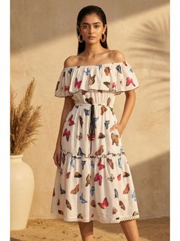 First Resort by Ramola Bachchan - Multicoloured Ruffle Midi Dress