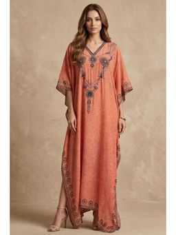 First Resort by Ramola Bachchan - Peach Pearl Maxi Kaftan