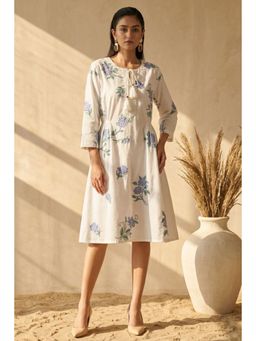 First Resort by Ramola Bachchan - White Cross Stitch Knee Length Dress