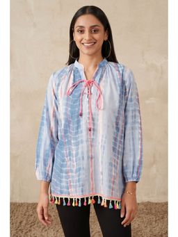 First Resort by Ramola Bachchan - Womens Blue Cotton Tie and Dye Kaftan