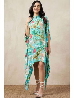 First Resort by Ramola Bachchan - Womens Blue Viscose Floral Tunic