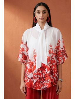 First Resort by Ramola Bachchan - Womens Red Polyester Floral Top