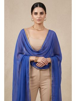 First Resort by Ramola Bachchan - Women's Navy Blue Georgette Dupatta