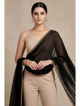 First Resort by Ramola Bachchan - Women's Black Georgette Dupatta