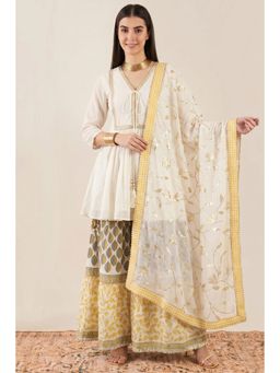First Resort by Ramola Bachchan - Ivory Printed Sharara Suit Set