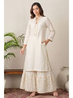 First Resort by Ramola Bachchan - Ivory Sequinned Sharara Suit Set