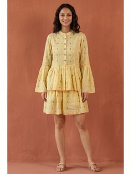 First Resort by Ramola Bachchan - Lemon Yellow Frill A Line Mini Dress