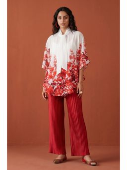 First Resort by Ramola Bachchan - Women Red Floral Top and Pleated Palazzo