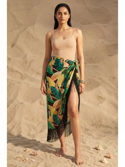 First Resort by Ramola Bachchan - Women Green Floral Print Midi Skirt