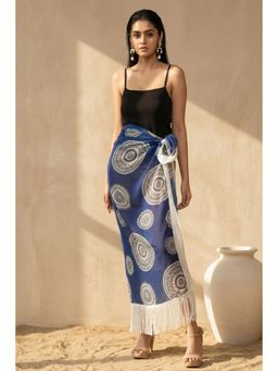 First Resort by Ramola Bachchan - Women Blue Geometric Print Long Skirt