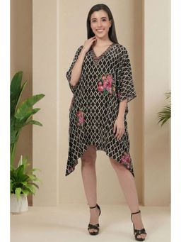 First Resort by Ramola Bachchan - Black And White Kaftan Top