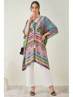 First Resort by Ramola Bachchan - Multicoloured Geometric Kaftan Tunic