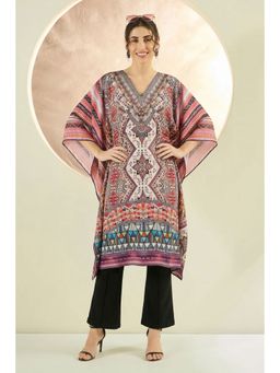 First Resort by Ramola Bachchan - Multicoloured Geometric Print Silk Kaftan Tunic