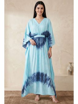 First Resort by Ramola Bachchan - Blue Tie-Dye Full Length Kaftan