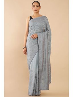 Soch - Grey Silk Embroidered with Unstitched (Set of 2)