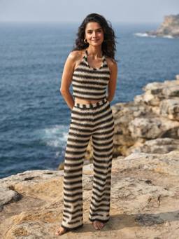 AOBA - Women Crochet Halter Neck Co-Ord Set