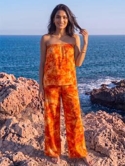 AOBA - Women Strapless Straight Co-Ord Set