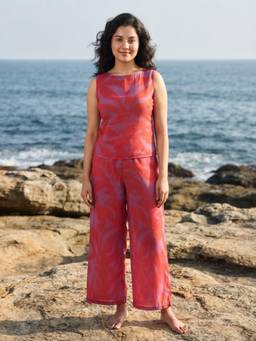 AOBA - Sleeveless Printed Straight Co-Ord Set