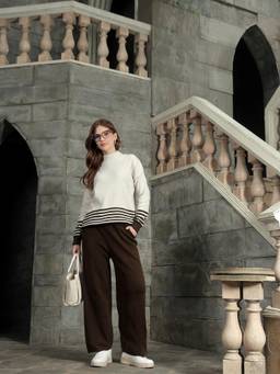 Kvetoo - Women Brown High Neck Sweater Co-Ord Set