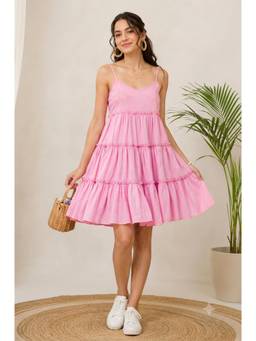NOBARR - Women'S Pink Tiered Mini Dress