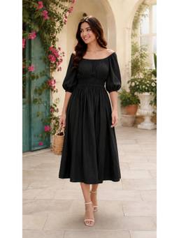 NOBARR - Women's Black Off-Shoulder Cotton Dress