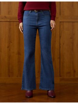 U.S. POLO ASSN. - Women Blue Solid High Rise Bootcut Fit Jeans