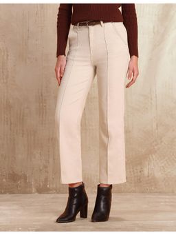 U.S. POLO ASSN. - Women White Solid High Rise Straight Fit Jeans