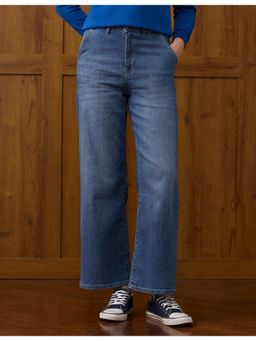 U.S. POLO ASSN. - Women Blue Whiskered Straight Leg Fit Jeans